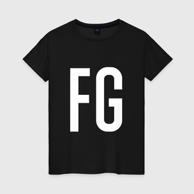 Женская футболка хлопок с принтом FG   BTS в Белгороде, 100% хлопок | прямой крой, круглый вырез горловины, длина до линии бедер, слегка спущенное плечо | Тематика изображения на принте: 