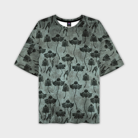 Мужская футболка OVERSIZE 3D с принтом Мрачные завядшие цветы. в Курске,  |  | 