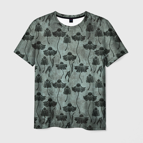 Мужская футболка 3D с принтом Мрачные завядшие цветы. в Курске, 100% полиэфир | прямой крой, круглый вырез горловины, длина до линии бедер | 