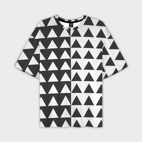 Мужская футболка OVERSIZE 3D с принтом Черно белые треугольники паттерн в Белгороде,  |  | 