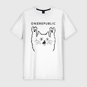 Мужская футболка хлопок Slim с принтом OneRepublic   rock cat , 92% хлопок, 8% лайкра | приталенный силуэт, круглый вырез ворота, длина до линии бедра, короткий рукав | 