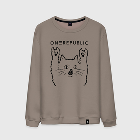 Мужской свитшот хлопок с принтом OneRepublic   rock cat , 100% хлопок |  | 