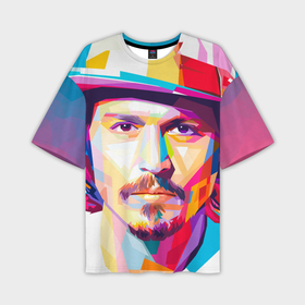 Мужская футболка OVERSIZE 3D с принтом Джонни Депп портрет в Кировске,  |  | Тематика изображения на принте: 
