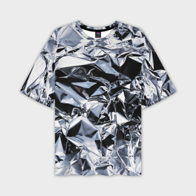 Мужская футболка OVERSIZE 3D с принтом Aesthetic visual art silver в Курске,  |  | Тематика изображения на принте: 