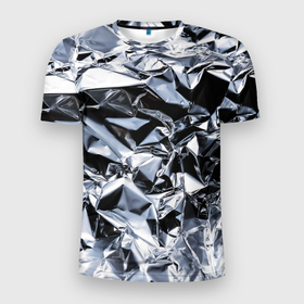 Мужская футболка 3D Slim с принтом Aesthetic visual art silver в Курске, 100% полиэстер с улучшенными характеристиками | приталенный силуэт, круглая горловина, широкие плечи, сужается к линии бедра | 