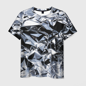 Мужская футболка 3D с принтом Aesthetic visual art silver в Кировске, 100% полиэфир | прямой крой, круглый вырез горловины, длина до линии бедер | 