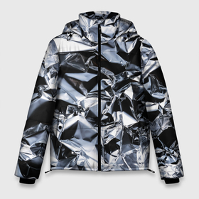 Мужская зимняя куртка 3D с принтом Aesthetic visual art silver в Курске, верх — 100% полиэстер; подкладка — 100% полиэстер; утеплитель — 100% полиэстер | длина ниже бедра, свободный силуэт Оверсайз. Есть воротник-стойка, отстегивающийся капюшон и ветрозащитная планка. 

Боковые карманы с листочкой на кнопках и внутренний карман на молнии. | Тематика изображения на принте: 