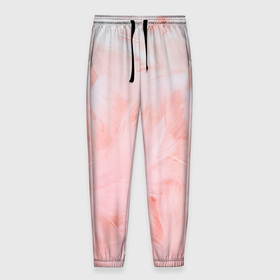 Мужские брюки 3D с принтом Aesthetic visual art pink feathers в Кировске, 100% полиэстер | манжеты по низу, эластичный пояс регулируется шнурком, по бокам два кармана без застежек, внутренняя часть кармана из мелкой сетки | 