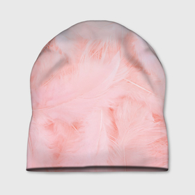Шапка 3D с принтом Aesthetic visual art pink feathers в Кировске, 100% полиэстер | универсальный размер, печать по всей поверхности изделия | 