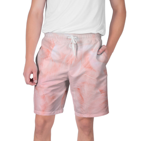 Мужские шорты 3D с принтом Aesthetic visual art pink feathers в Кировске,  полиэстер 100% | прямой крой, два кармана без застежек по бокам. Мягкая трикотажная резинка на поясе, внутри которой широкие завязки. Длина чуть выше колен | 