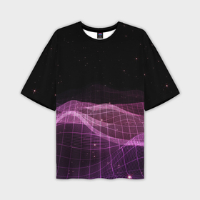 Мужская футболка OVERSIZE 3D с принтом Retro wave night в Рязани,  |  | 