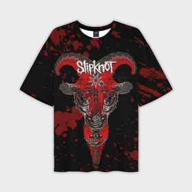 Мужская футболка OVERSIZE 3D с принтом Slipknot   красный козел ,  |  | 
