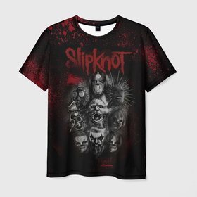 Мужская футболка 3D с принтом Slipknot dark   red в Тюмени, 100% полиэфир | прямой крой, круглый вырез горловины, длина до линии бедер | Тематика изображения на принте: 