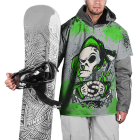Накидка на куртку 3D с принтом Slipknot скелет green в Кировске, 100% полиэстер |  | 