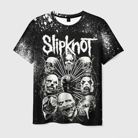 Мужская футболка 3D с принтом Slipknot Black в Рязани, 100% полиэфир | прямой крой, круглый вырез горловины, длина до линии бедер | 