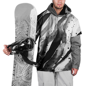 Накидка на куртку 3D с принтом Черные акварельные разводы в Кировске, 100% полиэстер |  | 