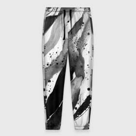 Мужские брюки 3D с принтом Черные акварельные разводы в Санкт-Петербурге, 100% полиэстер | манжеты по низу, эластичный пояс регулируется шнурком, по бокам два кармана без застежек, внутренняя часть кармана из мелкой сетки | 