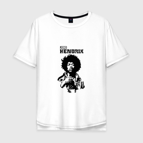 Мужская футболка хлопок Oversize с принтом Jimi Hendrix в Тюмени, 100% хлопок | свободный крой, круглый ворот, “спинка” длиннее передней части | Тематика изображения на принте: 