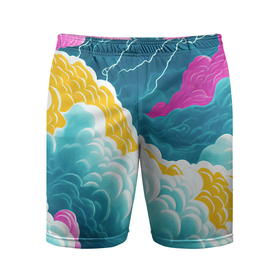 Мужские шорты спортивные с принтом Яркие разноцветные облачка ,  |  | Тематика изображения на принте: 