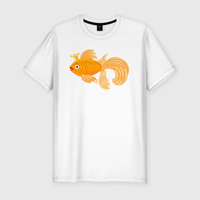 Мужская футболка хлопок Slim с принтом Золотая рыбка в Белгороде, 92% хлопок, 8% лайкра | приталенный силуэт, круглый вырез ворота, длина до линии бедра, короткий рукав | Тематика изображения на принте: 