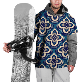 Накидка на куртку 3D с принтом Абстрактный синий паттерн с цветами в Белгороде, 100% полиэстер |  | Тематика изображения на принте: 