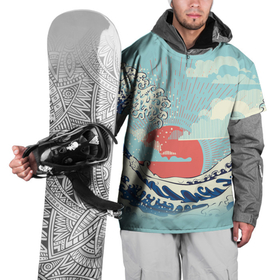 Накидка на куртку 3D с принтом Морской пейзаж с большими волнами на закате в Санкт-Петербурге, 100% полиэстер |  | Тематика изображения на принте: 