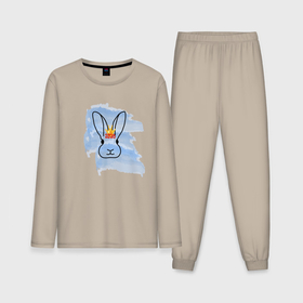 Мужская пижама хлопок (с лонгсливом) с принтом Водяной кролик  символ Нового 2023 года в Белгороде,  |  | Тематика изображения на принте: 