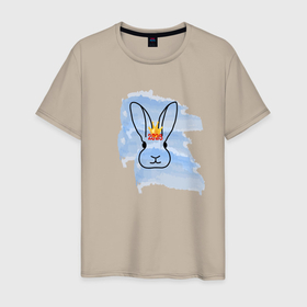 Мужская футболка хлопок с принтом Водяной кролик  символ Нового 2023 года в Санкт-Петербурге, 100% хлопок | прямой крой, круглый вырез горловины, длина до линии бедер, слегка спущенное плечо. | 
