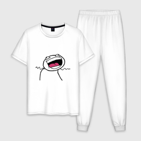 Мужская пижама хлопок с принтом Мемные стикеры   рейдж фейс , 100% хлопок | брюки и футболка прямого кроя, без карманов, на брюках мягкая резинка на поясе и по низу штанин
 | 