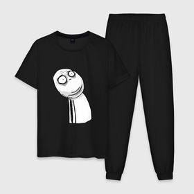 Мужская пижама хлопок с принтом Отчаяние   Мемные стикеры в Белгороде, 100% хлопок | брюки и футболка прямого кроя, без карманов, на брюках мягкая резинка на поясе и по низу штанин
 | 