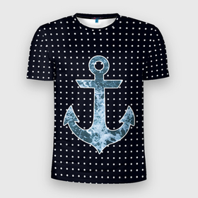 Мужская футболка 3D Slim с принтом Anchor   ocean theme в Петрозаводске, 100% полиэстер с улучшенными характеристиками | приталенный силуэт, круглая горловина, широкие плечи, сужается к линии бедра | 