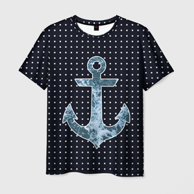 Мужская футболка 3D с принтом Anchor   ocean theme в Екатеринбурге, 100% полиэфир | прямой крой, круглый вырез горловины, длина до линии бедер | Тематика изображения на принте: 