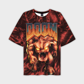 Мужская футболка OVERSIZE 3D с принтом DOS DOOM   Bull demon в Петрозаводске,  |  | Тематика изображения на принте: 
