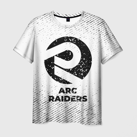 Мужская футболка 3D с принтом ARC Raiders с потертостями на светлом фоне в городе Новоалтайск, 100% полиэфир | прямой крой, круглый вырез горловины, длина до линии бедер | 