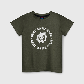 Детская футболка хлопок с принтом Символ Gears of War и круглая надпись best game ever в Тюмени, 100% хлопок | круглый вырез горловины, полуприлегающий силуэт, длина до линии бедер | 