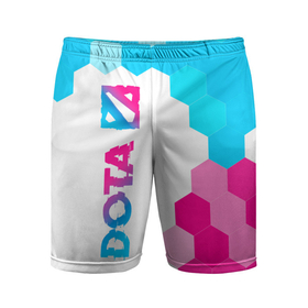Мужские шорты спортивные с принтом Dota neon gradient style: по вертикали в Петрозаводске,  |  | Тематика изображения на принте: 