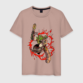 Мужская футболка хлопок с принтом Doom eternal art , 100% хлопок | прямой крой, круглый вырез горловины, длина до линии бедер, слегка спущенное плечо. | 