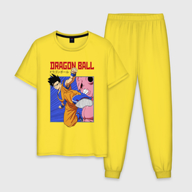 Мужская пижама хлопок с принтом Dragon Ball   Сон Гоку   Удар в Курске, 100% хлопок | брюки и футболка прямого кроя, без карманов, на брюках мягкая резинка на поясе и по низу штанин
 | Тематика изображения на принте: 