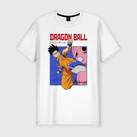 Мужская футболка хлопок Slim с принтом Dragon Ball   Сон Гоку   Удар в Курске, 92% хлопок, 8% лайкра | приталенный силуэт, круглый вырез ворота, длина до линии бедра, короткий рукав | 