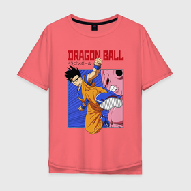 Мужская футболка хлопок Oversize с принтом Dragon Ball   Сон Гоку   Удар в Курске, 100% хлопок | свободный крой, круглый ворот, “спинка” длиннее передней части | 