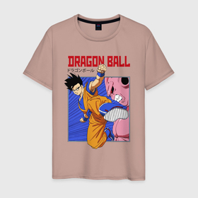 Мужская футболка хлопок с принтом Dragon Ball   Сон Гоку   Удар в Екатеринбурге, 100% хлопок | прямой крой, круглый вырез горловины, длина до линии бедер, слегка спущенное плечо. | 