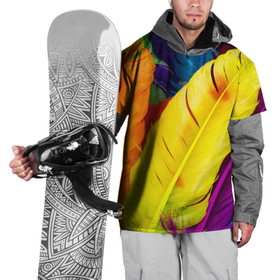 Накидка на куртку 3D с принтом Разноцветные перья птиц в Тюмени, 100% полиэстер |  | 
