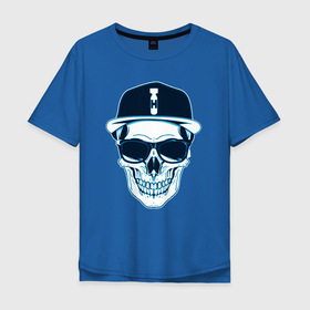 Мужская футболка хлопок Oversize с принтом Череп в бейсболке Hip Hop в Тюмени, 100% хлопок | свободный крой, круглый ворот, “спинка” длиннее передней части | 