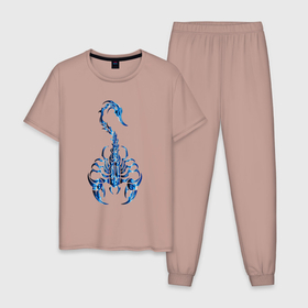 Мужская пижама хлопок с принтом Знак зодиака   скорпион в Кировске, 100% хлопок | брюки и футболка прямого кроя, без карманов, на брюках мягкая резинка на поясе и по низу штанин
 | 