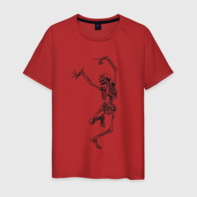Мужская футболка хлопок с принтом Скелет и балет , 100% хлопок | прямой крой, круглый вырез горловины, длина до линии бедер, слегка спущенное плечо. | 