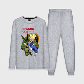 Мужская пижама хлопок (с лонгсливом) с принтом Dragon Ball Z   Cell vs Vegeta в Петрозаводске,  |  | 