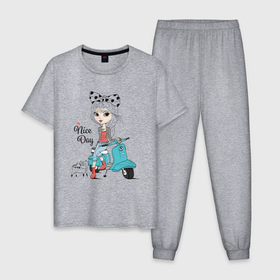 Мужская пижама хлопок с принтом Хороший день   позитив в Кировске, 100% хлопок | брюки и футболка прямого кроя, без карманов, на брюках мягкая резинка на поясе и по низу штанин
 | 