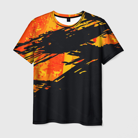 Мужская футболка 3D с принтом Orange and black в Белгороде, 100% полиэфир | прямой крой, круглый вырез горловины, длина до линии бедер | 