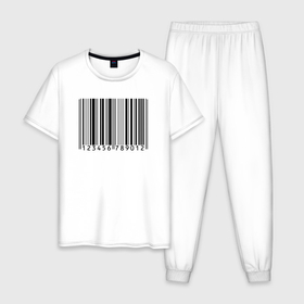 Мужская пижама хлопок с принтом Штрих код в Петрозаводске, 100% хлопок | брюки и футболка прямого кроя, без карманов, на брюках мягкая резинка на поясе и по низу штанин
 | 