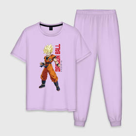 Мужская пижама хлопок с принтом Dragon Ball   Goky Son , 100% хлопок | брюки и футболка прямого кроя, без карманов, на брюках мягкая резинка на поясе и по низу штанин
 | 